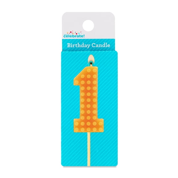Orange Building Block Number 1 Birthday Candle, by Way To Celebrate