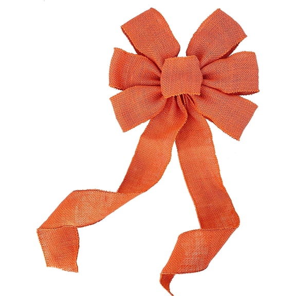 Orange Burlap Ribbon Wreath Bow - 10" Wide, 18" Long Tails, St. Patrick's Day, Easter, Spring, Halloween, Fall, Thanksgiving, Front Door Decor, Farmhouse, Summer, Christmas