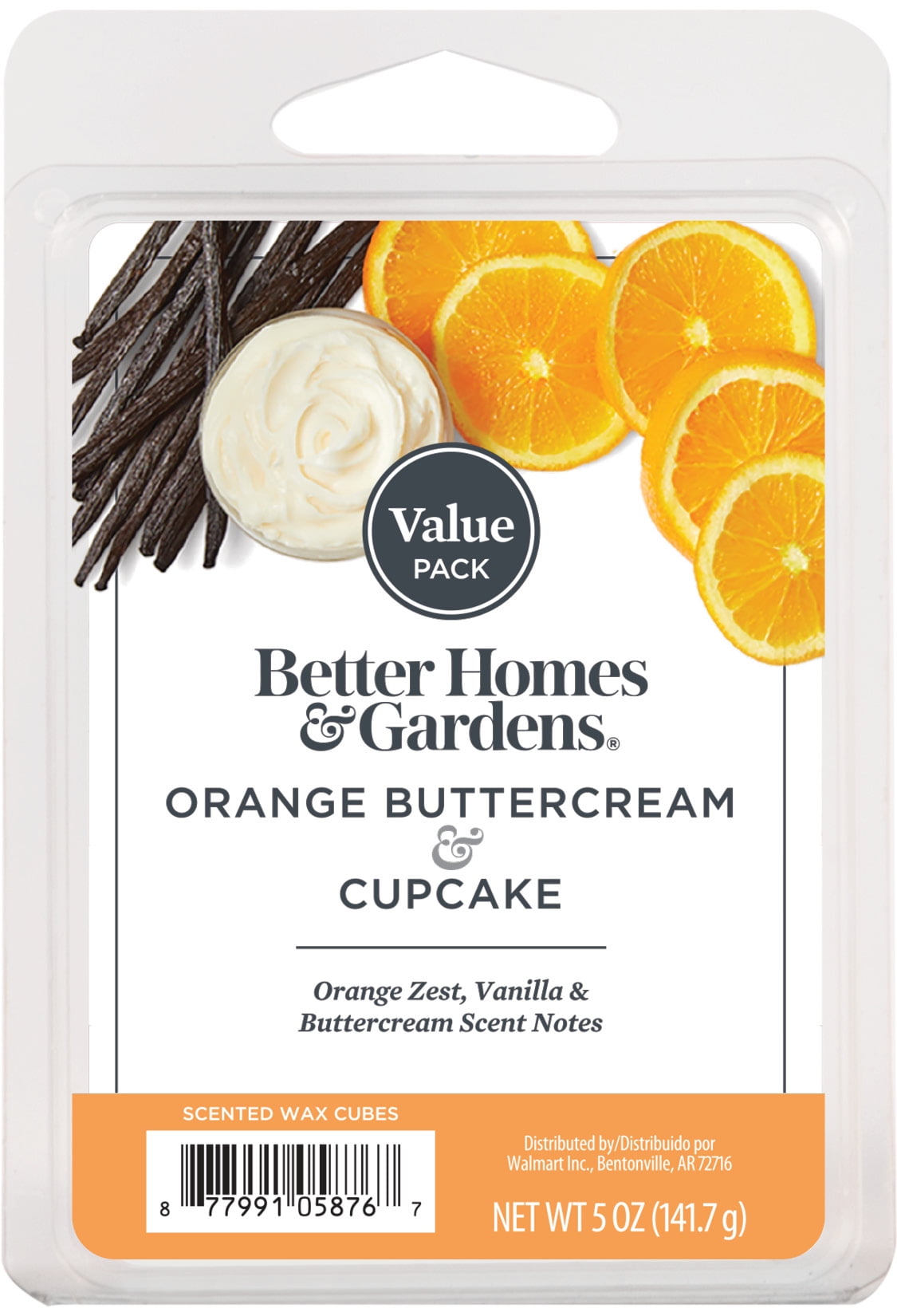 Orange Buttercream Cupcake Scented Wax Melts, Better Homes & Gardens, 5 oz  (Value Size) 