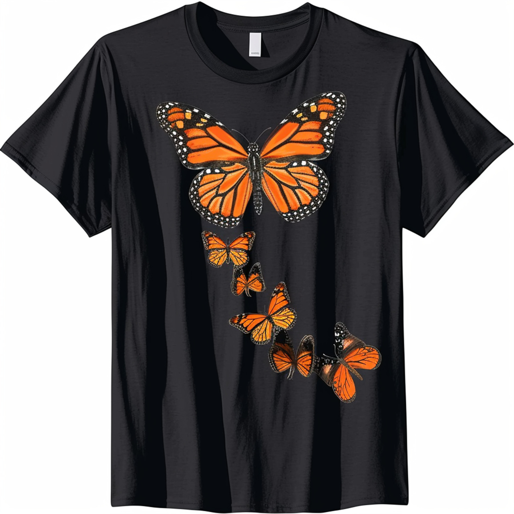 Orange Butterfly Nature Lover Black TShirt Realistic Style Beauty in ...