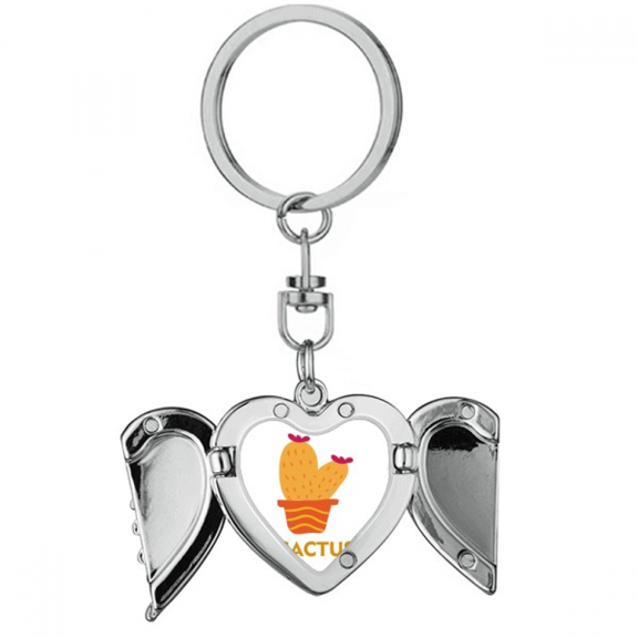 Orange Cactus Potted Succulents Heart Angel Wing Key Chain Holder