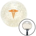 thumbnail image 1 of Orange Caduceus Symbol Clear Metal Flake Shift Knob with M16 x 1.5 Insert Shifter, 1 of 1