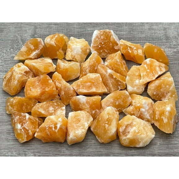 Orange Calcite Rough Natural Stones, 1-2" Raw Calcite Orange