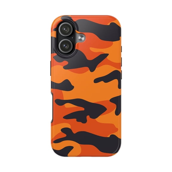 Orange Camouflage Military Case for iPhone 11 12 13 14 15 16 17 Pro Max Plus