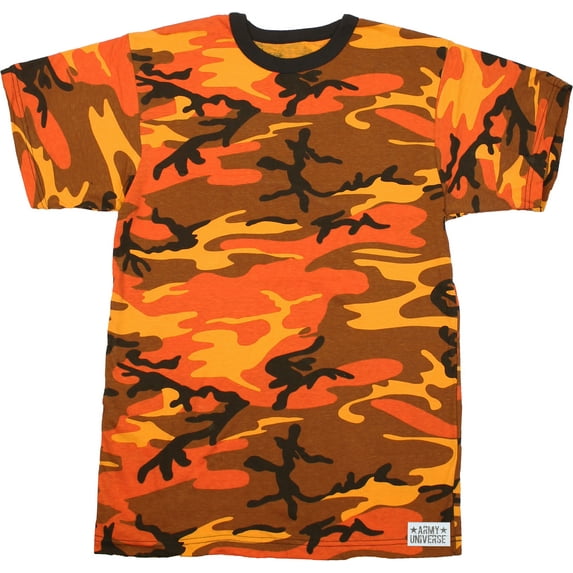 Orange Camouflage Short Sleeve T-Shirt with ARMY UNIVERSE Pin - Size 2X-Large (49"-53")