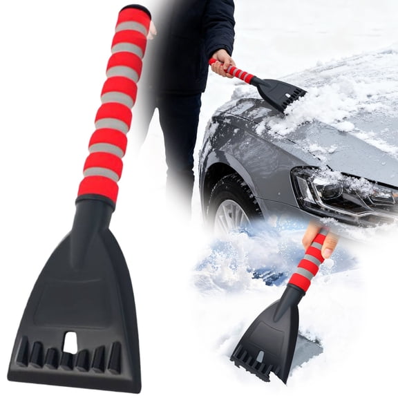 Orange Car Ice Scraper & Windshield Cleaner Tool, 13.5 in, Heavy Duty Glass Scraper for SUV/Truck Frost & Ice Removal, Ergonomic Grip, Portable Snow Removal Tool, Portable Snow Removal Tool