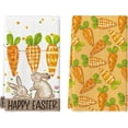thumbnail image 1 of Orange Carrots Bunny Happy Easter Kitchen Towels Dish Towels, 18x26 Inch Spring Farmhouse Rabbit Decoration Hand Towels Set of 2, 1 of 6