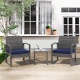 thumbnail image 1 of Orange-Casual 3 Piece Outdoor Modern Bistro Set, Wicker Conversation Set, Patio Rattan Chair Set, Patio Furniture Set with Coffee Table, Garden (Blue), 1 of 5