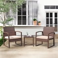 thumbnail image 1 of Orange-Casual 3-Piece Patio Bistro Set, Wicker Conversation Set, Patio Rattan Chair Set, Patio Furniture Set with Coffee Table, Garden Balcony Backyard Poolside (Brown), 1 of 5