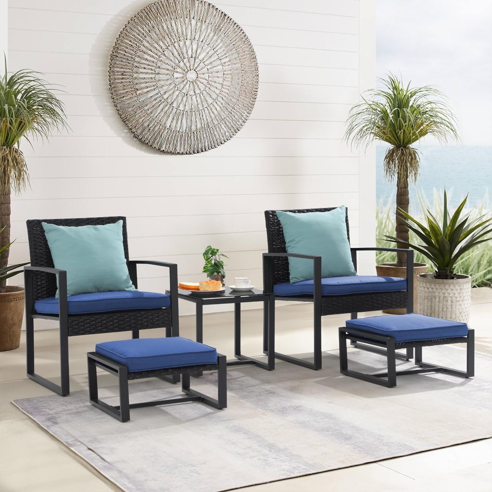 OrangeCasual 5Piece PreAssembled Rattan Outdoor Furniture Set