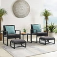 thumbnail image 1 of Orange-Casual 5-Piece Outdoor Furniture Set, Patio Steel Wicker Conversation Set, with Ottomans & Soft Washable Cushions, Grey, 1 of 10