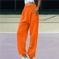thumbnail image 1 of Orange Casual Pants Women's Sweatpants Petite Length Pockets Pants Casual Workout Athletic Joggers Drawstring Waist, 1 of 1