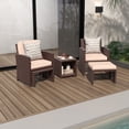 thumbnail image 1 of JOIVI Patio Conversation Set Balcony Furniture Set with Beige Cushions, Brown Wicker Chair with Ottoman, Steel, Wicker, Rattan, 1 of 10