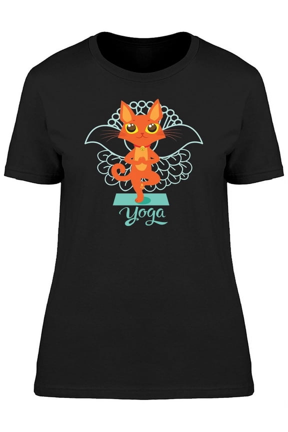 Orange Cat Doing Yoga Tee Women's -Image by Shutterstock
