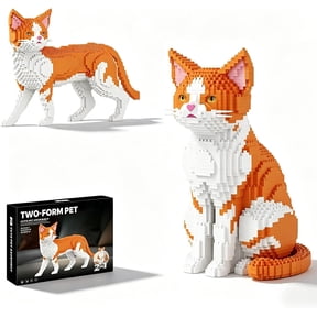 Orange Cat Micro Building Blocks Set, 2341 PCS Animal Building Bricks Model Toy Kit, DIY Animal Cat Mini Brick Model Set, Gifts for Adults and Teens