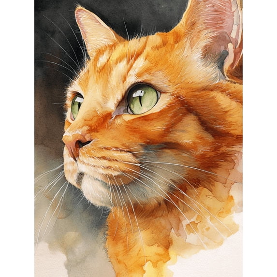 Orange Cat Portrait Canvas Print, Feline Wall Art Gift for Living Room Bedroom Kitchen Office Hallway Pet Lover Decor