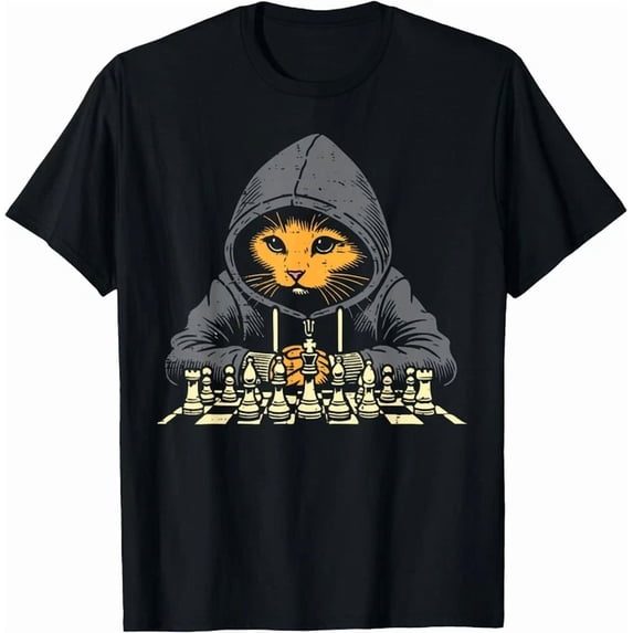 Orange Cat Shirt Playing Chess Game Cool Men T-Shirt, Unisex T-Shirt