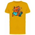 thumbnail image 1 of Orange Cat Skateboarder Sticker Tee Men's -Image by Shutterstock, 1 of 2