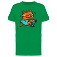 thumbnail image 1 of Orange Cat Skateboarder Sticker Tee Men's -Image by Shutterstock, 1 of 2