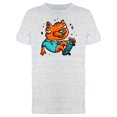 thumbnail image 1 of Orange Cat Skateboarder Sticker Tee Men's -Image by Shutterstock, 1 of 1