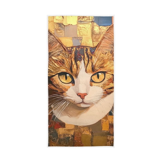 Orange Cat Square Face Towel Absorbent Hand Towels Bath Sport Gym