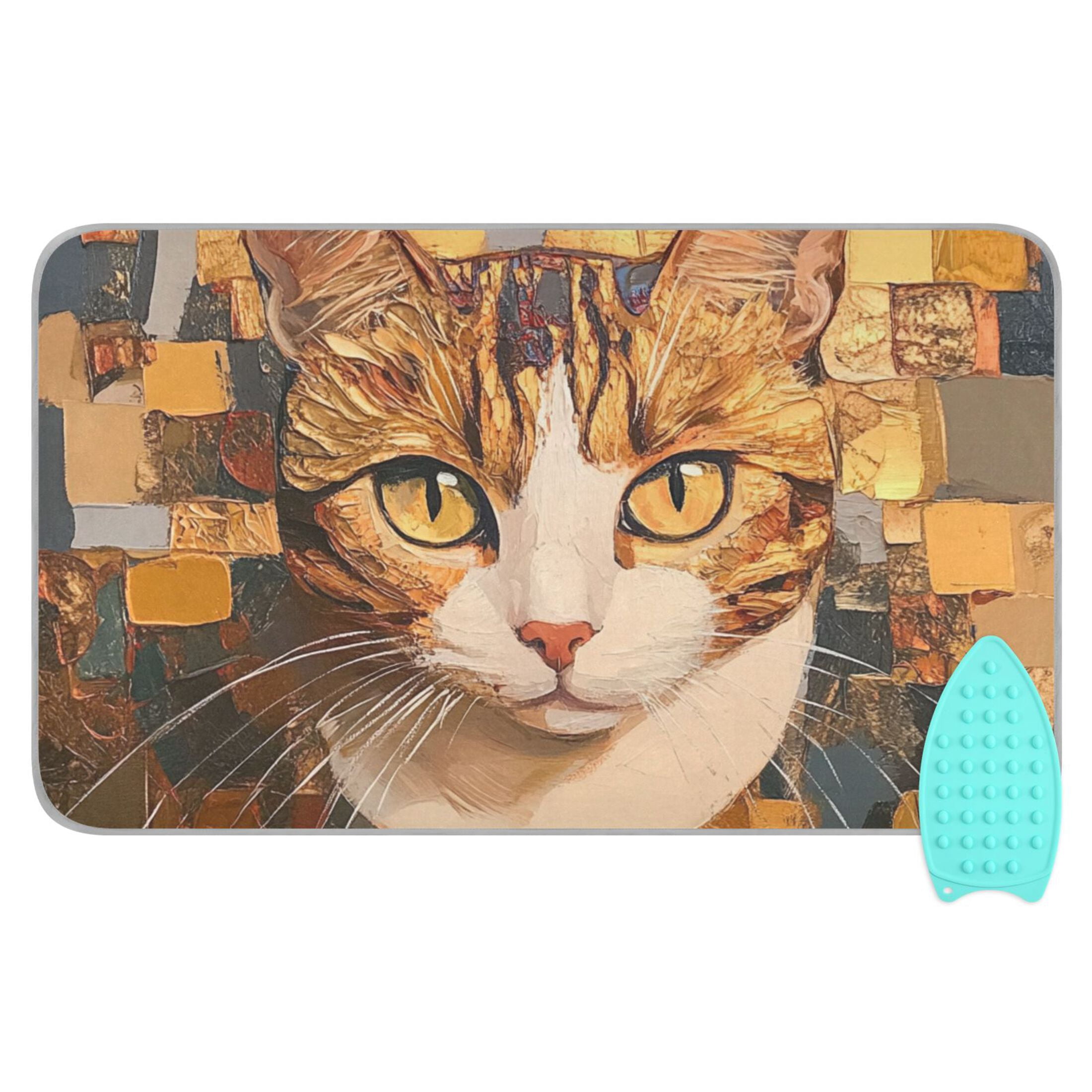 Orange Cat Square Ironing Mat Blanket for Table Top Travel Portable Ironing Board Pad 47.2x27.6 Inch