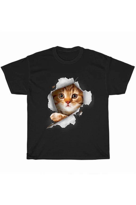 Orange Cat Torn Cloth Kitten Cats Pet Lover Owner T-Shirt Unisex Tee Gift