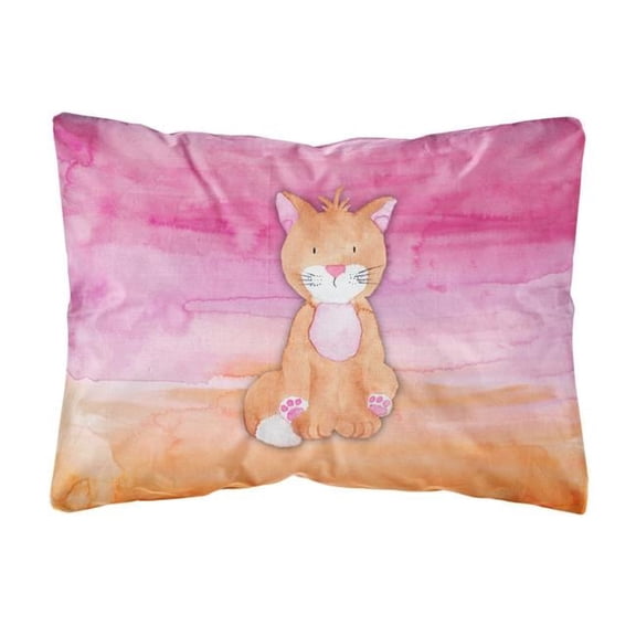 Orange Cat Watercolor Canvas Fabric Decorative Pillow