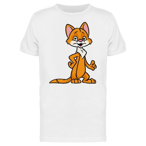 Orange Cat With Paw Up Cartoon T-Shirt Men -Image by Shutterstock, Male XX-Large
