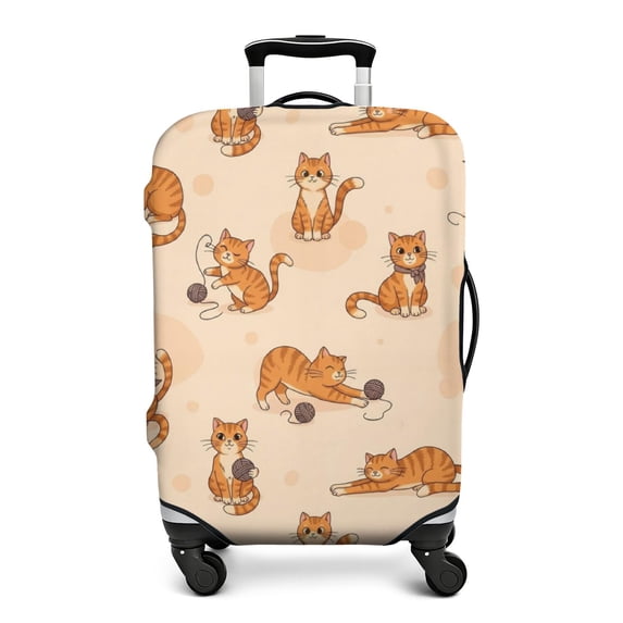 Orange Cat and Yarn Beige Pattern Luggage Cover,Stretch Luggage ...