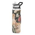 thumbnail image 1 of Orange Cats Flowers Leaves Sports Water Bottle Portable Travel Mug 32oz BPA Free Leak Proof Straw Transparent Tritan for Gym Yoga Cycling Camping, 1 of 7
