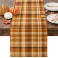 thumbnail image 1 of Orange Checked Fall Table Runner - 90 Inch Long Thanksgiving Buffalo Plaid Cotton and Linen Blended Dress Scarves Farmhouse Table Runner for Kitchen Dining, Coffee Table, 13" x 90", 1 of 8
