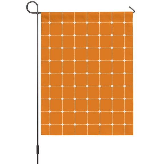 Orange Checkered House Flags For Outdoor, Modern Minimalist Geometric Grid Lines Plaid Small Double Side Yard Flags Weather Proof House Decor for Lawn Outside Holiday 28 x 40 Inches