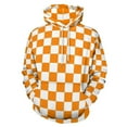 thumbnail image 1 of Orange Checkered Pattern Men's Women Vintage 3D Hooded Sweatshirt - All-Season Loose Fit Streetwear, 1 of 6