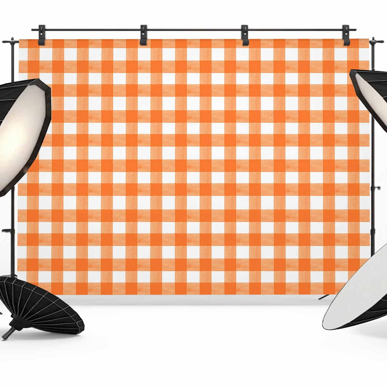 Chekered Backdrops Orange Checkered Photography Backdrop 7x5FT, Farmhouse Classic Photo ...