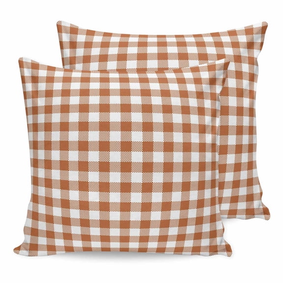Orange Checkered Pillow Covers 24x24 inch Set of 2 Fall Country Farmhouse Orange Plaid Gingham Grids Throw Pillow Covers Soft Cozy Pillowcase Cushion Cases for Couch Sofa Bedroom Home Decor