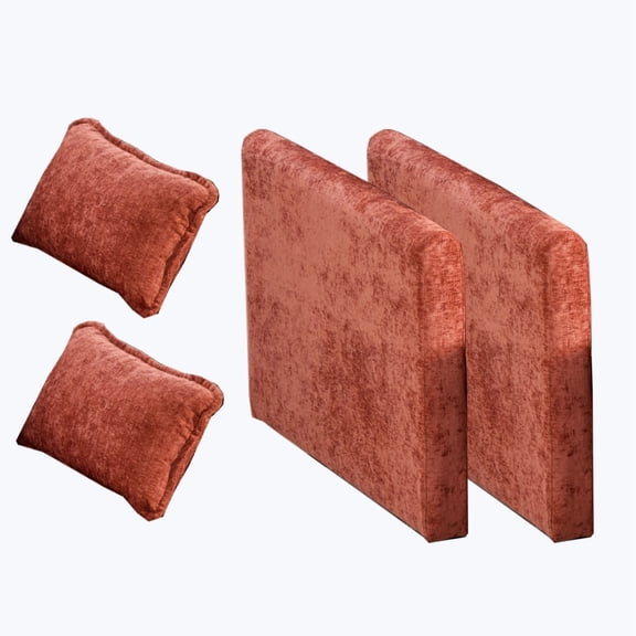 Orange Chenille Cloud Sofa Armrest Replacement Parts, Foam Filled Modular Sectional Couch Arm Panels, American Modern DIY Combination Sofa Accessories