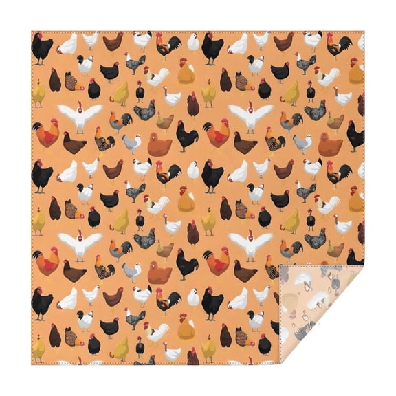 Orange Chicken Breed Pattern Square Tablecloth,Waterproof Square Table Cover,Wipeable Spillproof Washable Table Cover for Home Kitchen Party Decor 42"X42"(107x107cm)