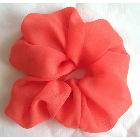Orange Chiffon Hair Scrunchy-Large - Made in the USA