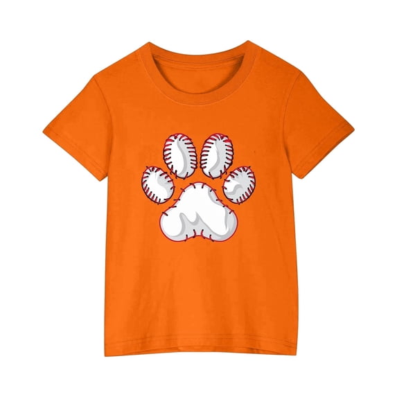 Orange Children Boy Girl Boat Neck T Shirts Work Out Gym Brunch Running Tops Tee for Kid Short Sleeve Baseball Graphic Kawaii Basic Fall Summer Tee Shirt 2026 4 Years
