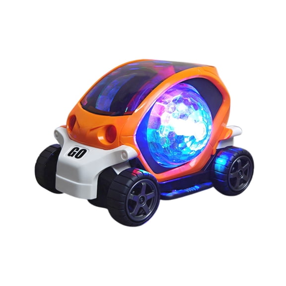 Orange Children Electric Toy Car Boy Flash Music Light Cartoon Vehicle For Kids Play Fun Interactive Orange