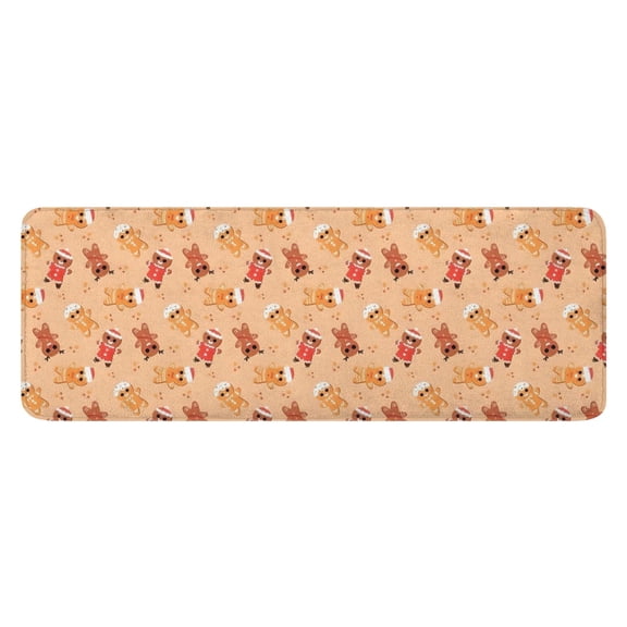 Orange Christmas Gingerbread Man Pattern Kitchen Rug Mat,Kitchen Runner Rugs Non Skid Washable,Decorative Kitchen Floor Mats for Kitchen,Sink,Laundry,17"x47.2"
