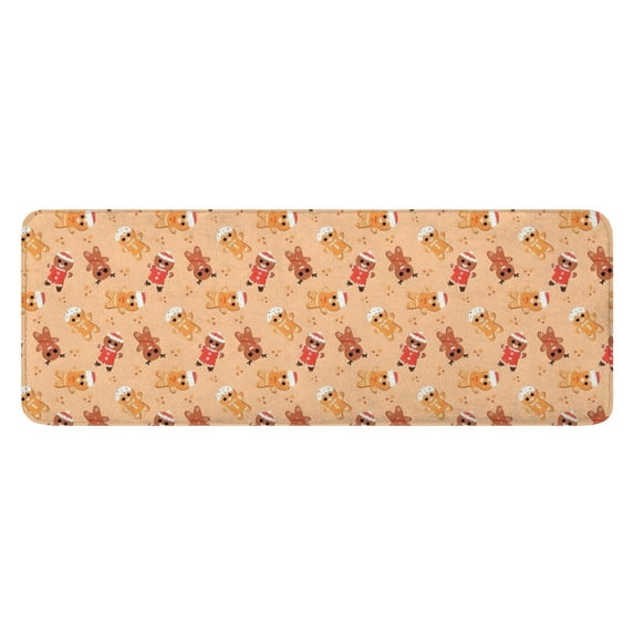 Orange Christmas Gingerbread Man Pattern Kitchen Rug Mat,Kitchen Runner Rugs Non Skid Washable,Decorative Kitchen Floor Mats for Kitchen,Sink,Laundry,17"x47.2"