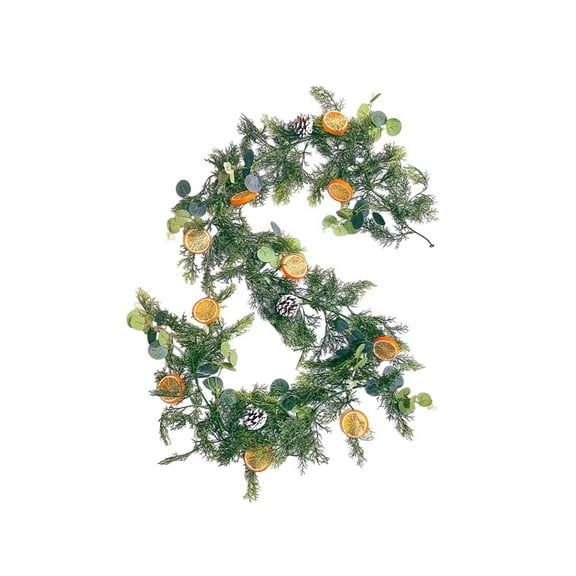 Orange Christmas Stick Artificial Christmas Pine Tree Coniferous Rattan Winter Mantel Desktop Porch Decoration Festival Garland Green Christmas Garland