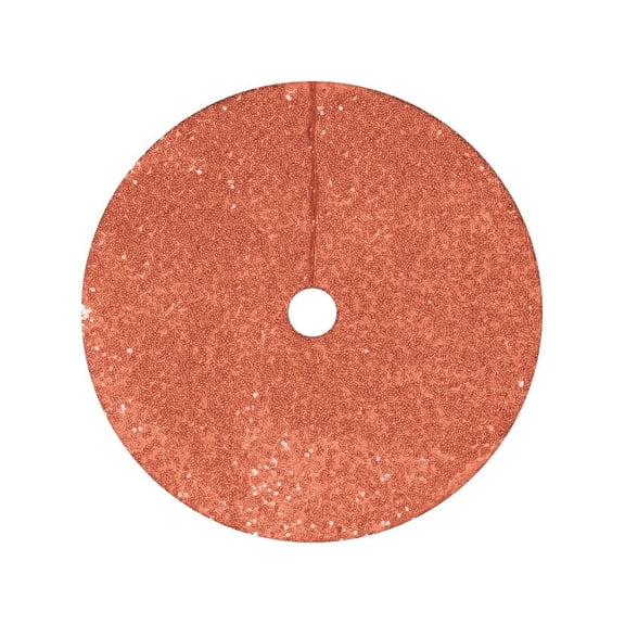 Orange Christmas Tree Skirt 30 Inch Sequin Velvet Tree Skirts Soft Round Tree Cover Skirt Glitter Small Tree Floor Base Sparkly Sequins Christmas Rug Skirt for Xmas Thanksgiving Tree Home Decor