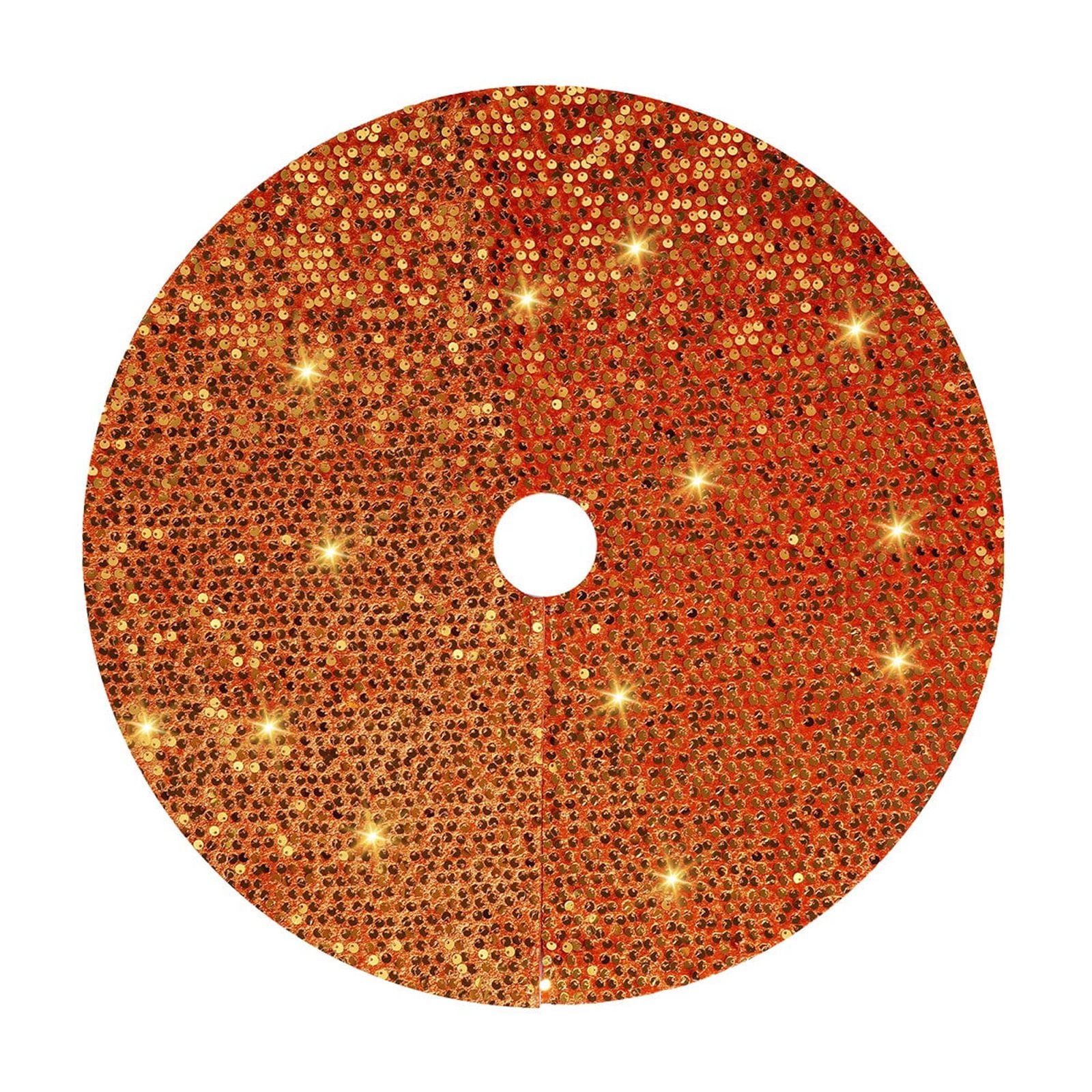 Orange Christmas Tree Skirt Sequin Velvet Tree Skirt Mini Xmas Tree Skirts Halloween Tree Decorations Glitter Christmas Tree Cover Skirt Fall Tree Mat for Holiday Fall Christmas Tree Ornaments