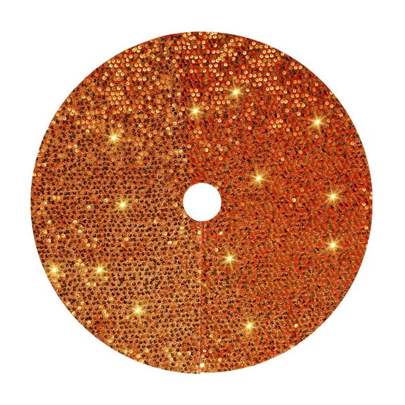 Orange Christmas Tree Skirt Sequin Velvet Tree Skirt Mini Xmas Tree Skirts Halloween Tree Decorations Glitter Christmas Tree Cover Skirt Fall Tree Mat for Holiday Fall Christmas Tree Ornaments
