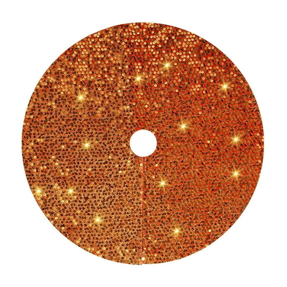 Orange Christmas Tree Skirt Sequin Velvet Tree Skirt Mini Xmas Tree Skirts Halloween Tree Decorations Glitter Christmas Tree Cover Skirt Fall Tree Mat for Holiday Fall Christmas Tree Ornaments