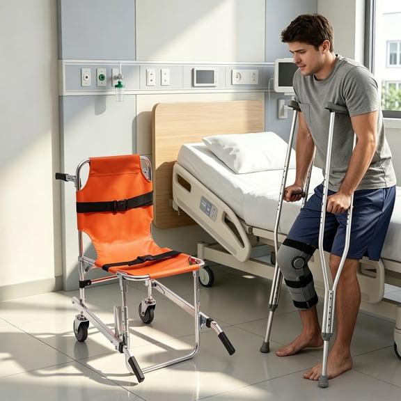 Orange Chromium Plating Aluminum Alloy Emergency Foldable Stair Transfer Chair 350.5LBS Max Load