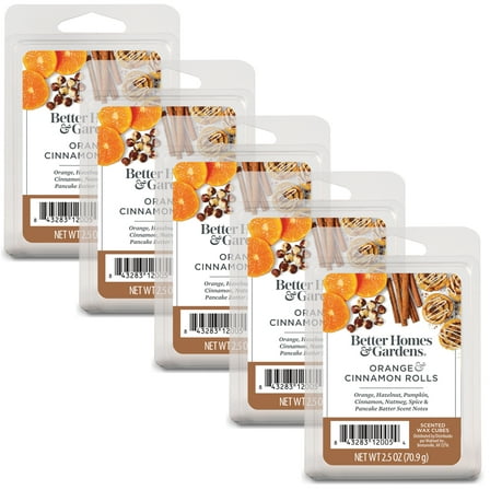 Orange Cinnamon Rolls Scented Wax Melts, Better Homes & Gardens, 2.5 oz (5-Pack)